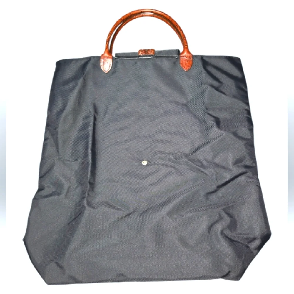 Brighton Foldable Black Tote with Brown Handles - Picture 3 of 6